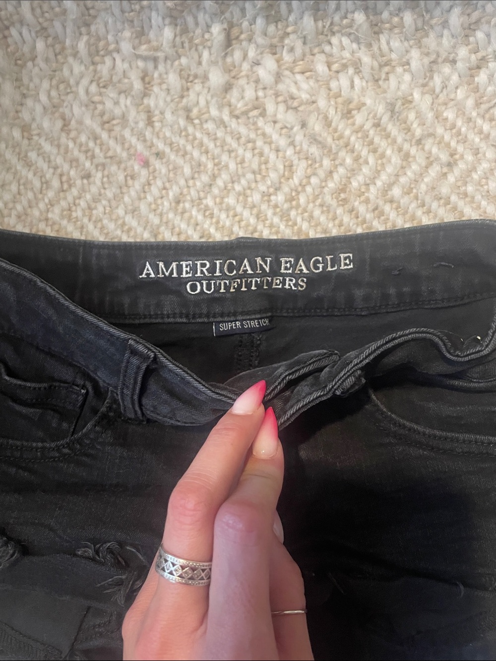 American Eagle Outfitters Black Distressed Denim Cutoff Shorts - Picture 2 of 5